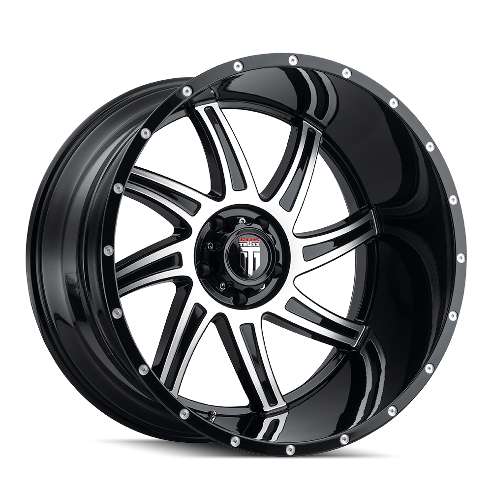 AT162-221252BM AMERICAN TRUXX VORTEX AT162 GLOSS BLACK MACHINED 22X12 6-135 -44MM 87.1MM