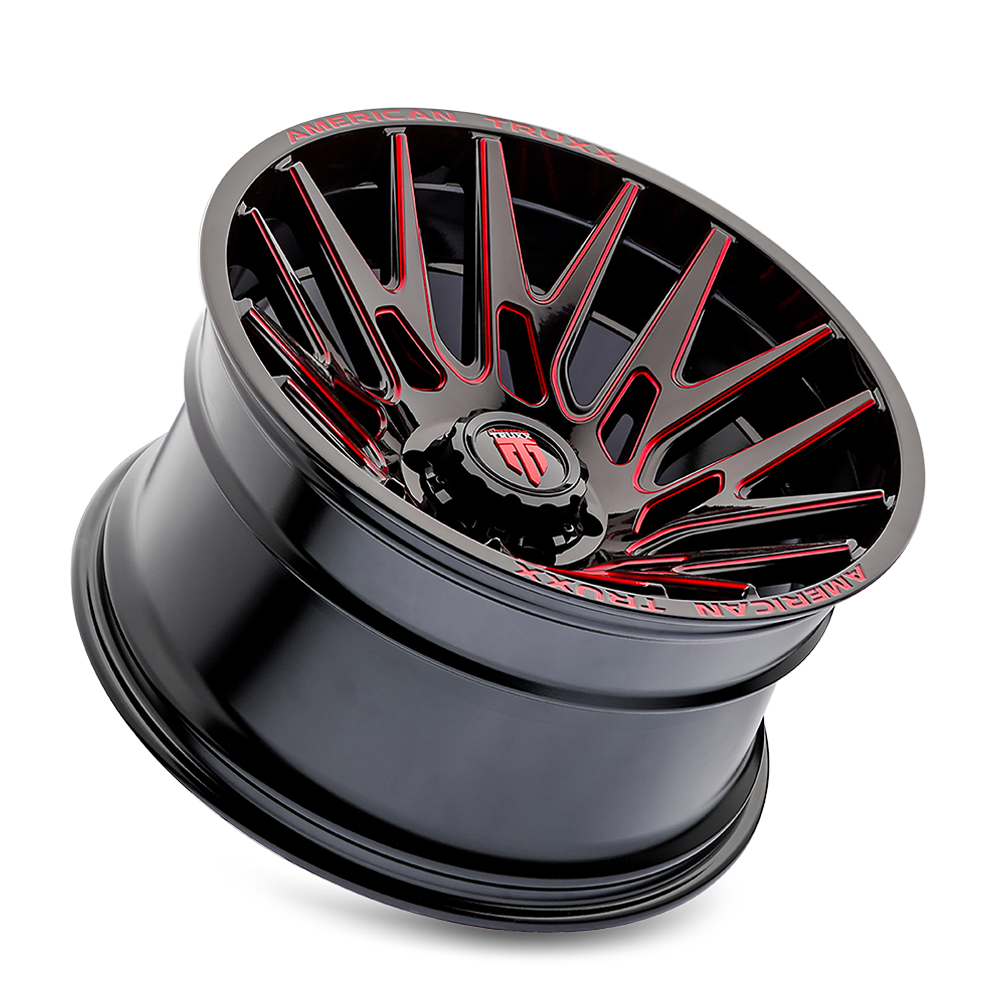 american truxx evolution at1919 gloss black prizm red 22x12 6-135 -44mm 87.1mm