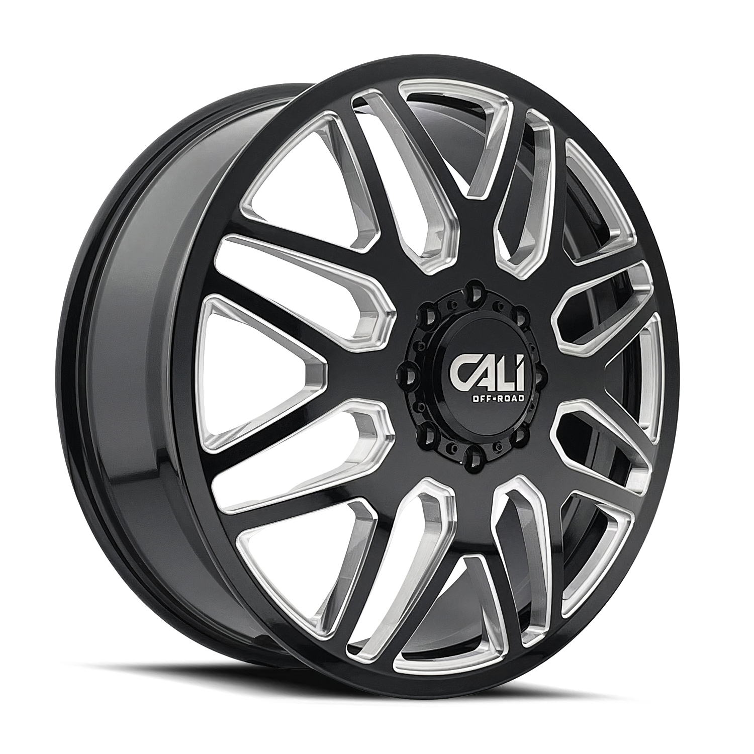 CALI OFF-ROAD-OFFROAD INVADER DUALLY 9115D GLOSS BLACK MILLED 24X8.25 8-200 115MM 142MM