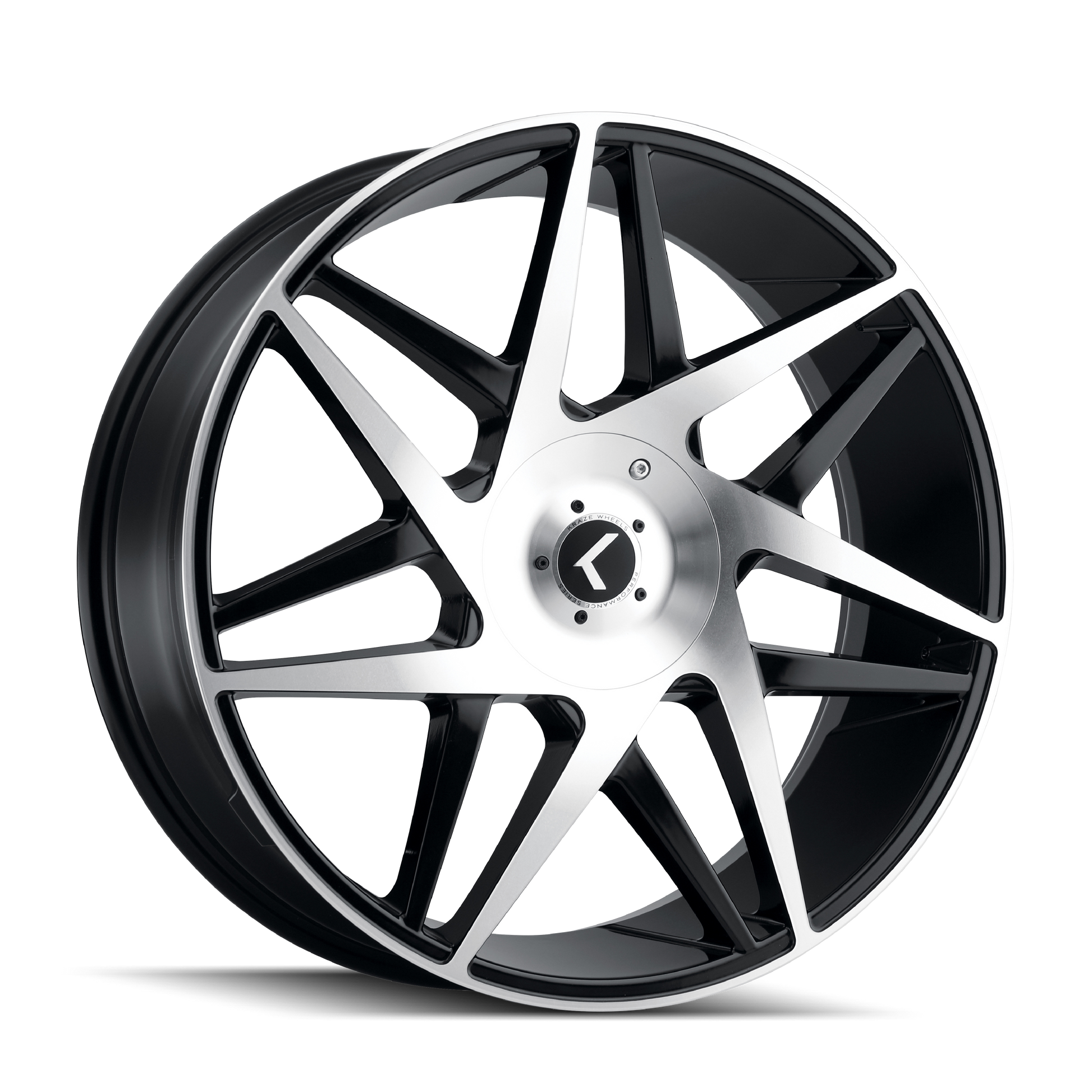 KRAZE PHASE KR192 GLOSS BLACK MACHINED 22X8.5 5-115/5-120 38MM 74.1MM