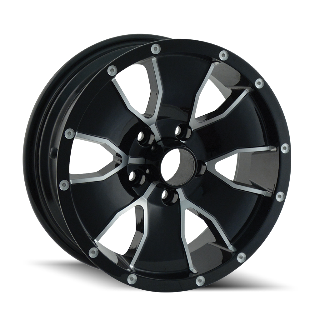 TRAILER WHEELS 14 GLOSS BLACK MACHINED 15X6 6-139.7 0MM 108MM