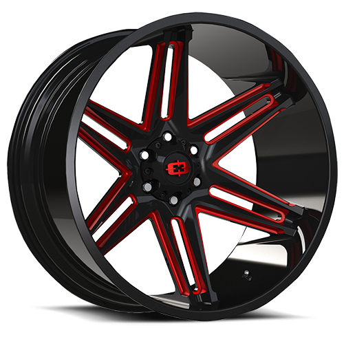 Vortec VW Gloss Black Milled Spoke With Red Tint - 6-135