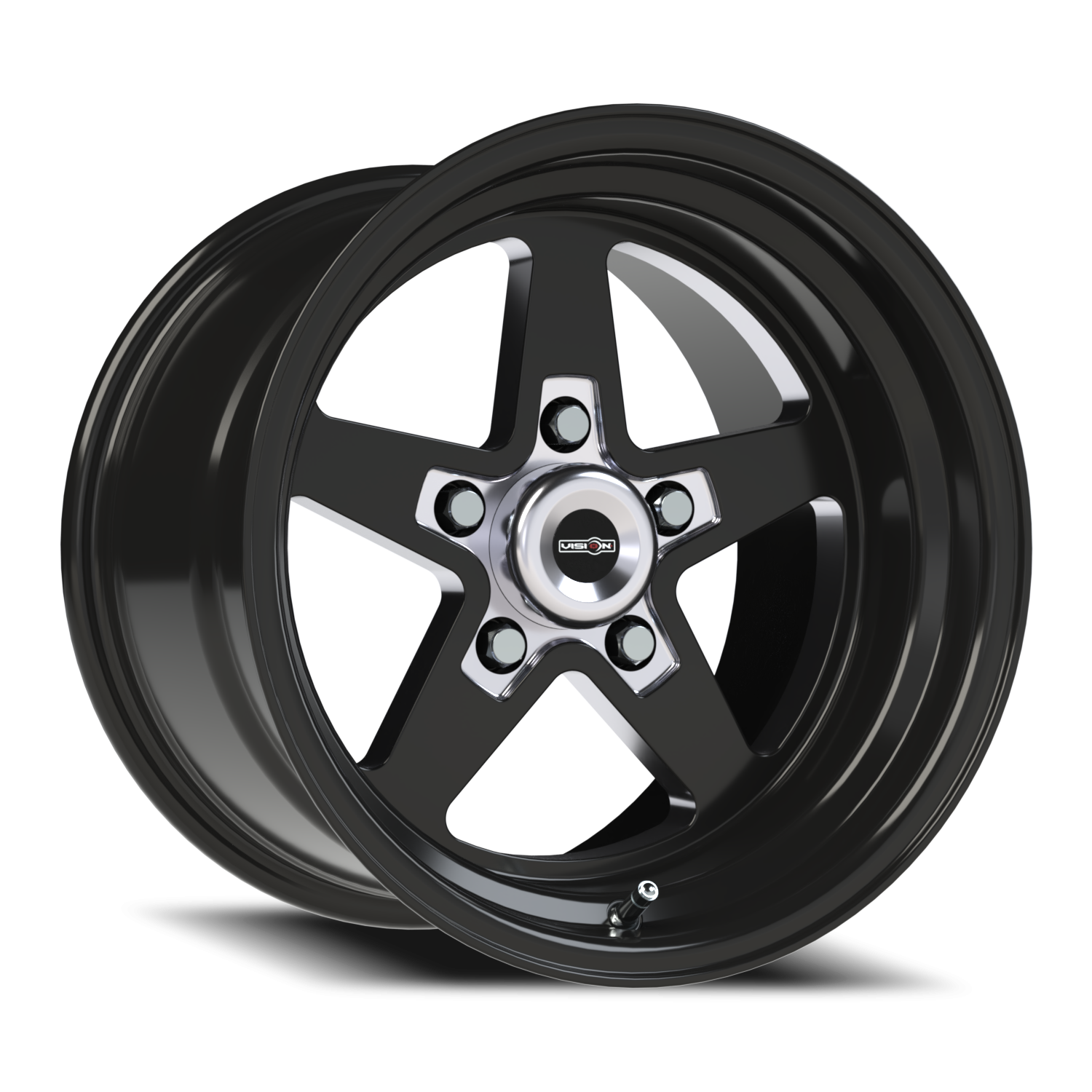 American Muscle Sport Star Gloss Black With Milled Center - 5-4.75 (5-120.65)