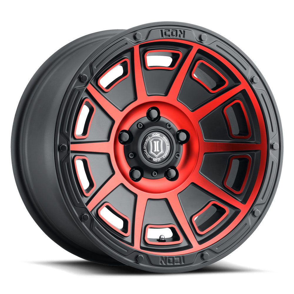 ICON Alloys Victory 17x8.5 6x120 Satin Black w/Red - 3017859447SBRT