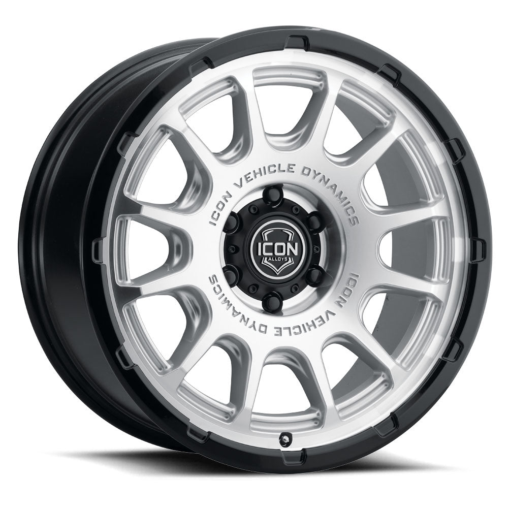 ICON Alloys Rancho 20x9 5x127.0 Silver Machined w/ Gloss Black Lip - 8420907345SMGB