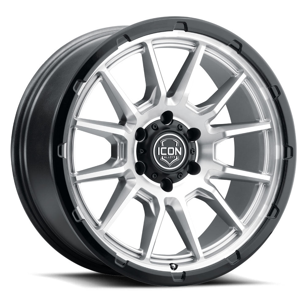 ICON Alloys Cajon 20x9 5x150 Silver Machined w/ Gloss Black Lip - 8320905556SMGB