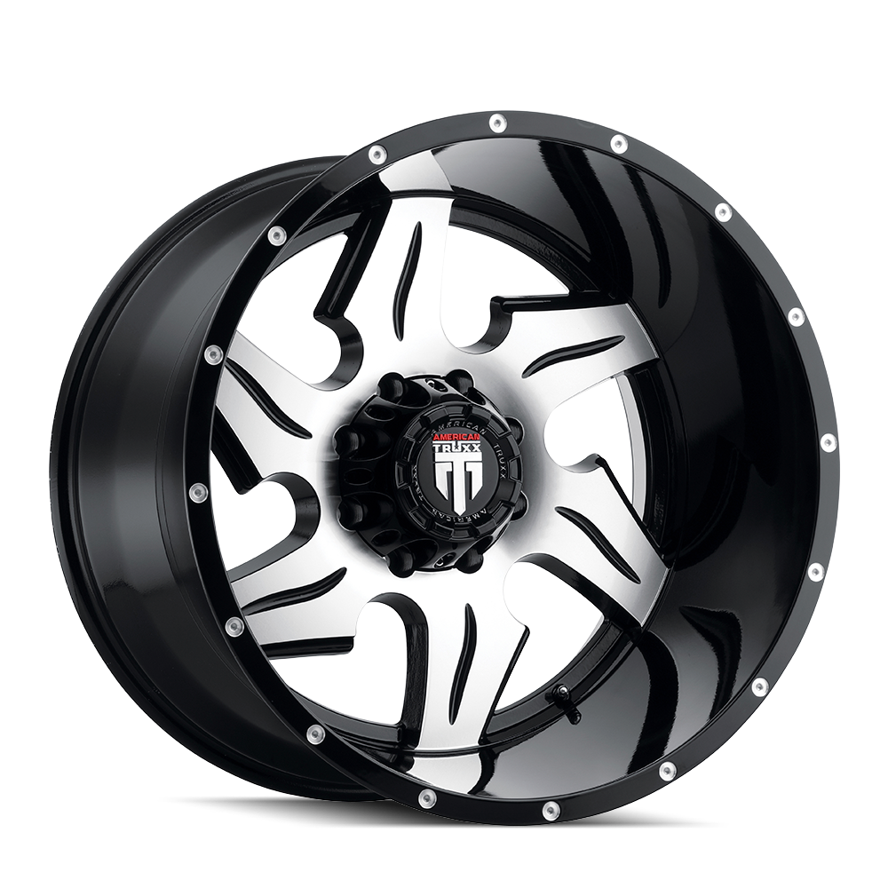 AT163-221452M AMERICAN TRUXX NINJA AT163 GLOSS BLACK MILLED 22X14 6-135 -76MM 87.1MM
