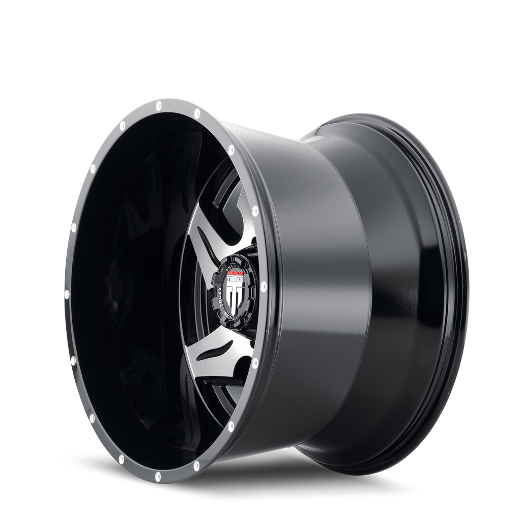 at163-221452m american truxx ninja at163 gloss black milled 22x14 6-135 -76mm 87.1mm