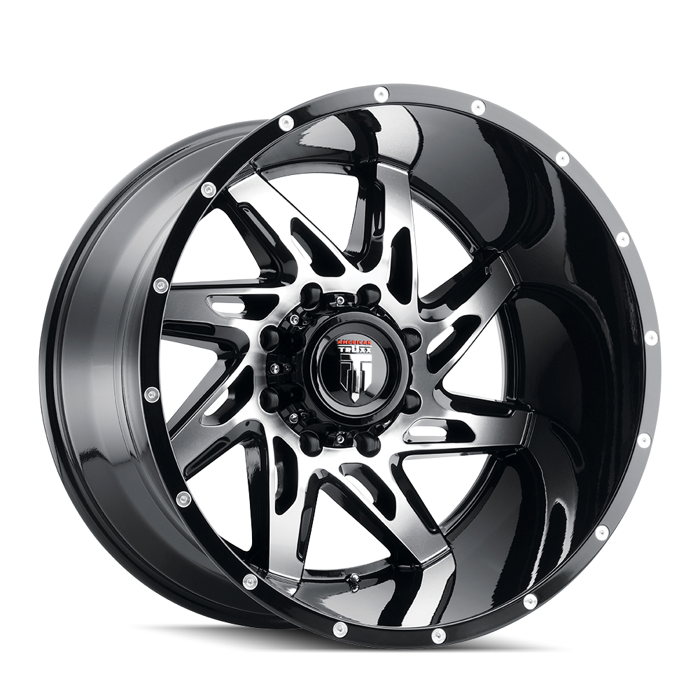 AT183-221497BM AMERICAN TRUXX SPYDER AT183 GLOSS BLACK MACHINED 22X14 8-180 -76MM 125.2MM