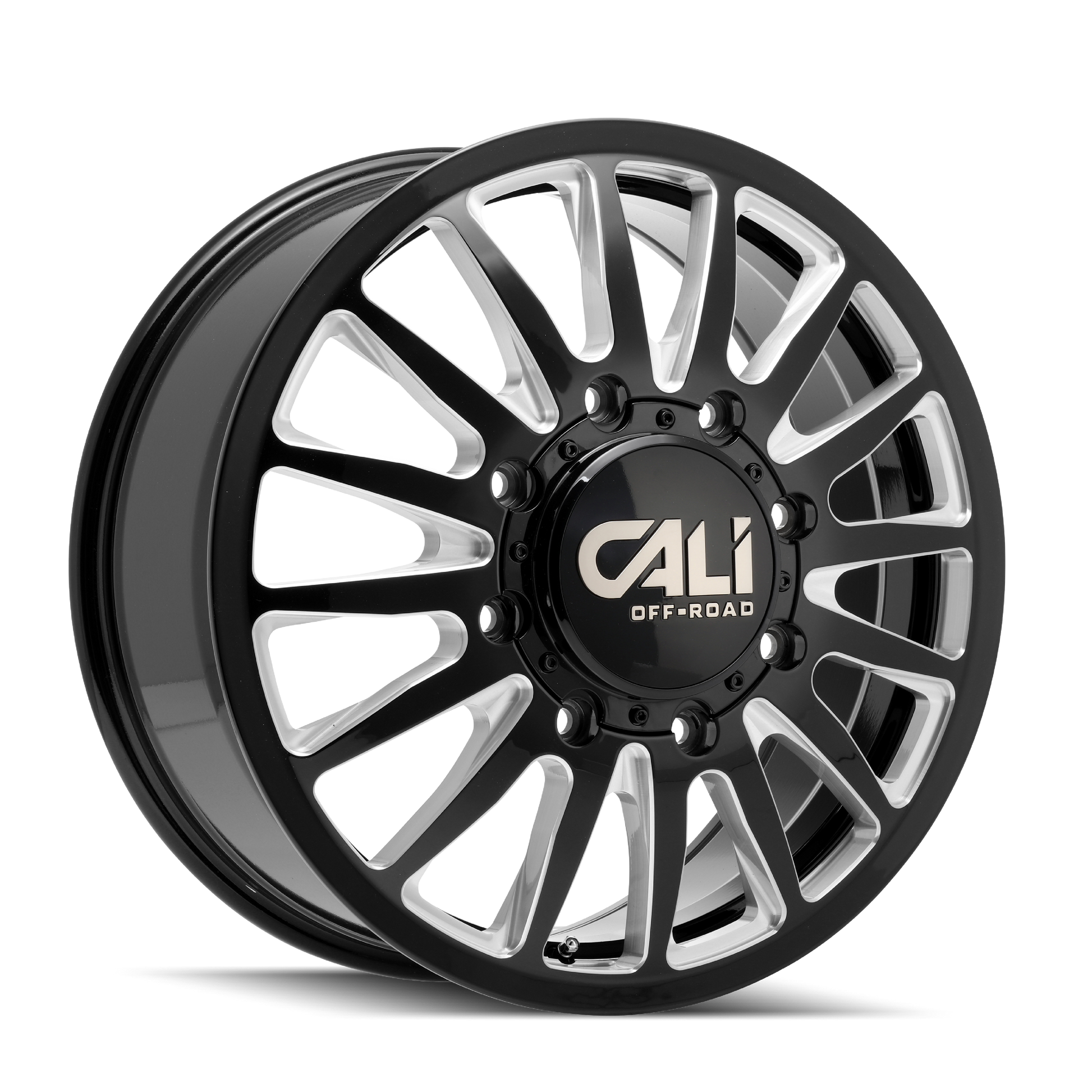 CALI OFF-ROAD SUMMIT DUALLY REAR LIFTED 9110 GLOSS BLACK MILLED 22X8.25 8-165.1 -232MM 121.3MM