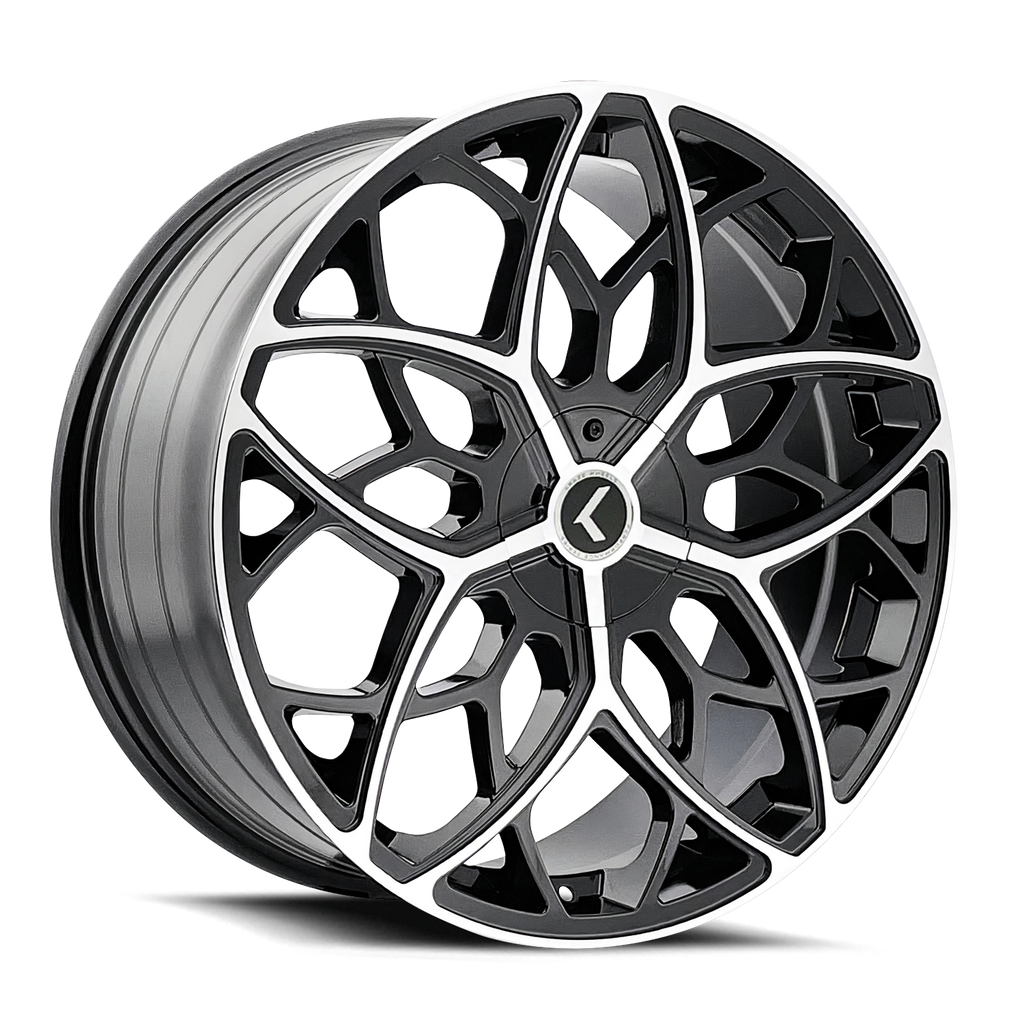 KRAZE RICOCHET KR184 BLACK MACHINED 22X8.5 5-112/5-114.3 38MM 72.62MM