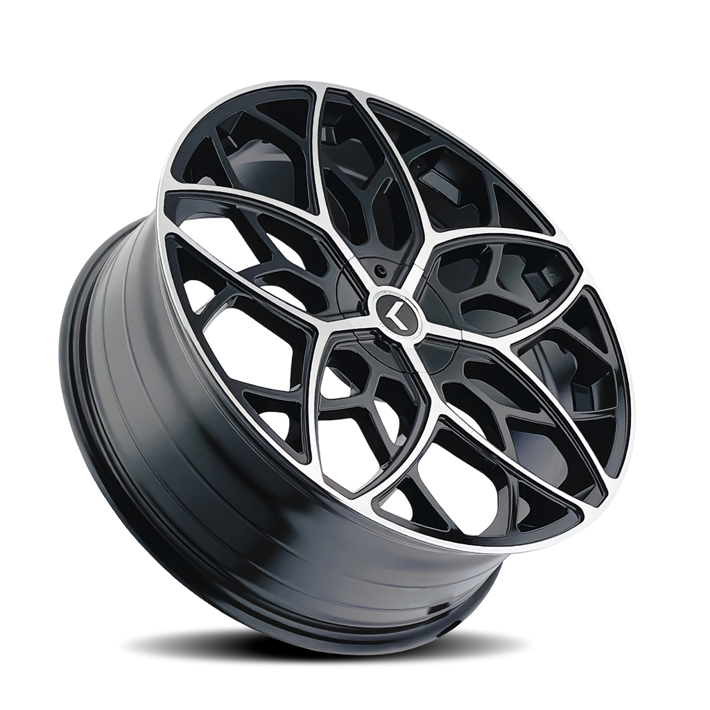 kraze ricochet kr184 black machined 22x8.5 5-112/5-114.3 38mm 72.62mm