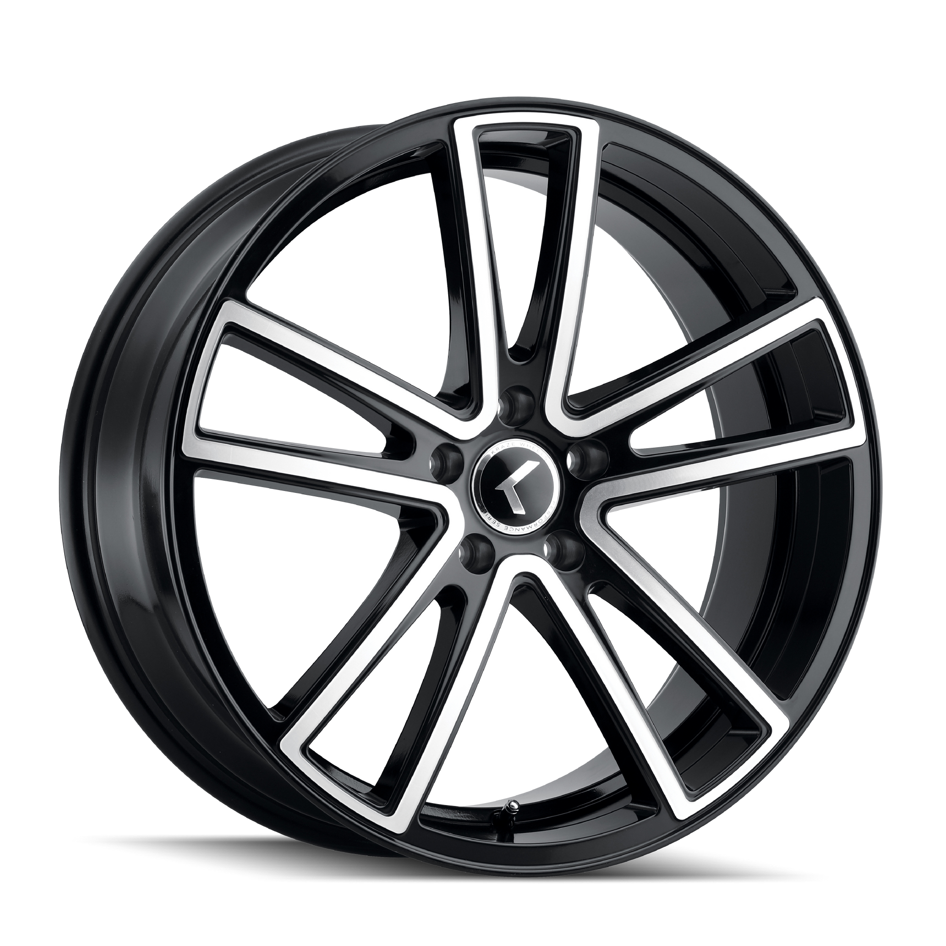 KRAZE LUSSO KR190 GLOSS BLACK MACHINED 22X8.5 5-115 38MM 72.62MM