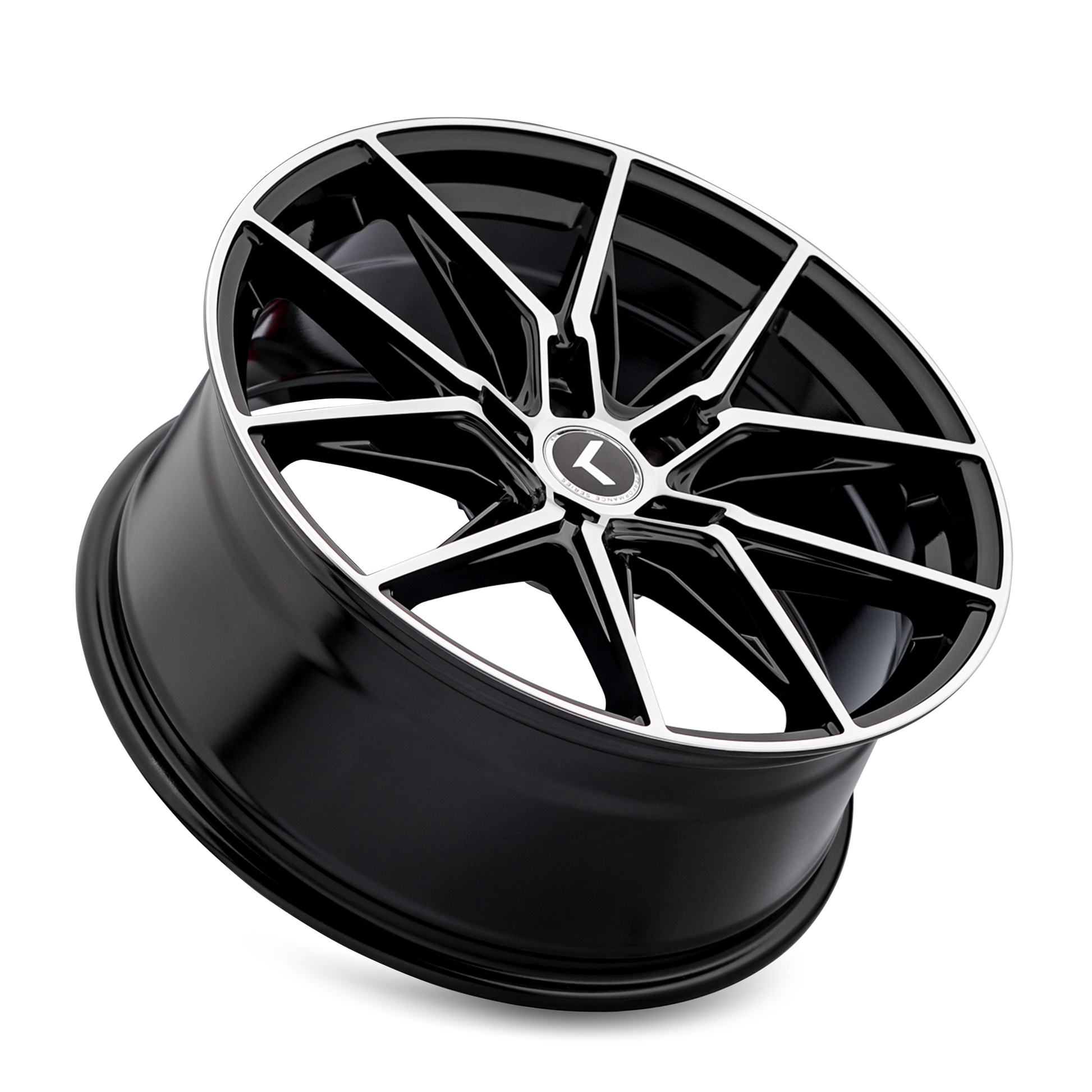 kraze evolve kr196 gloss black/machined face 22x9 5-114.3 35mm 73.1mm