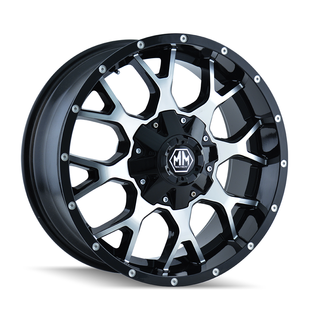 MAYHEM WARRIOR 8015 GLOSS BLACK MACHINED 20X10 6-135/6-139.7 -25MM 106MM