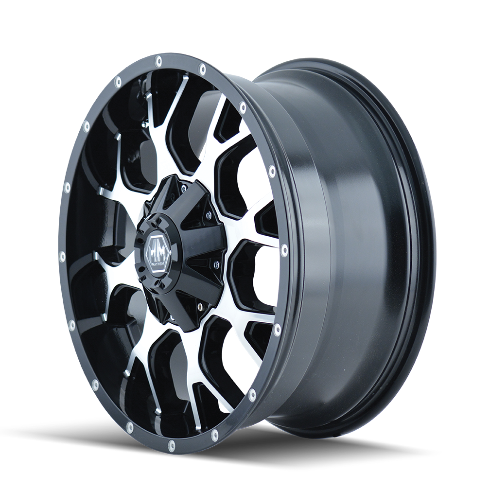 mayhem warrior 8015 gloss black machined 17x9 6-135/6-139.7 18mm 106mm