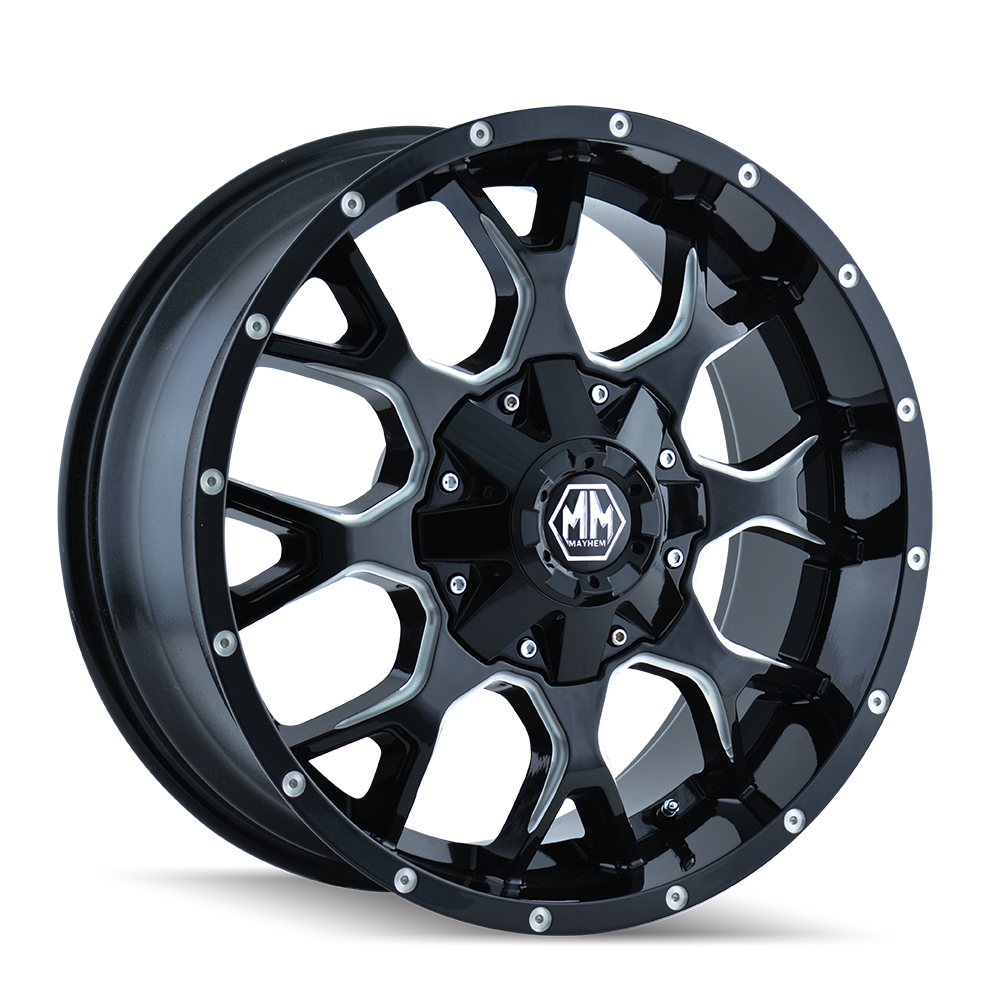 MAYHEM WARRIOR 8015 GLOSS BLACK MILLED 17X7.5 5-110/5-127 30MM 72.62MM