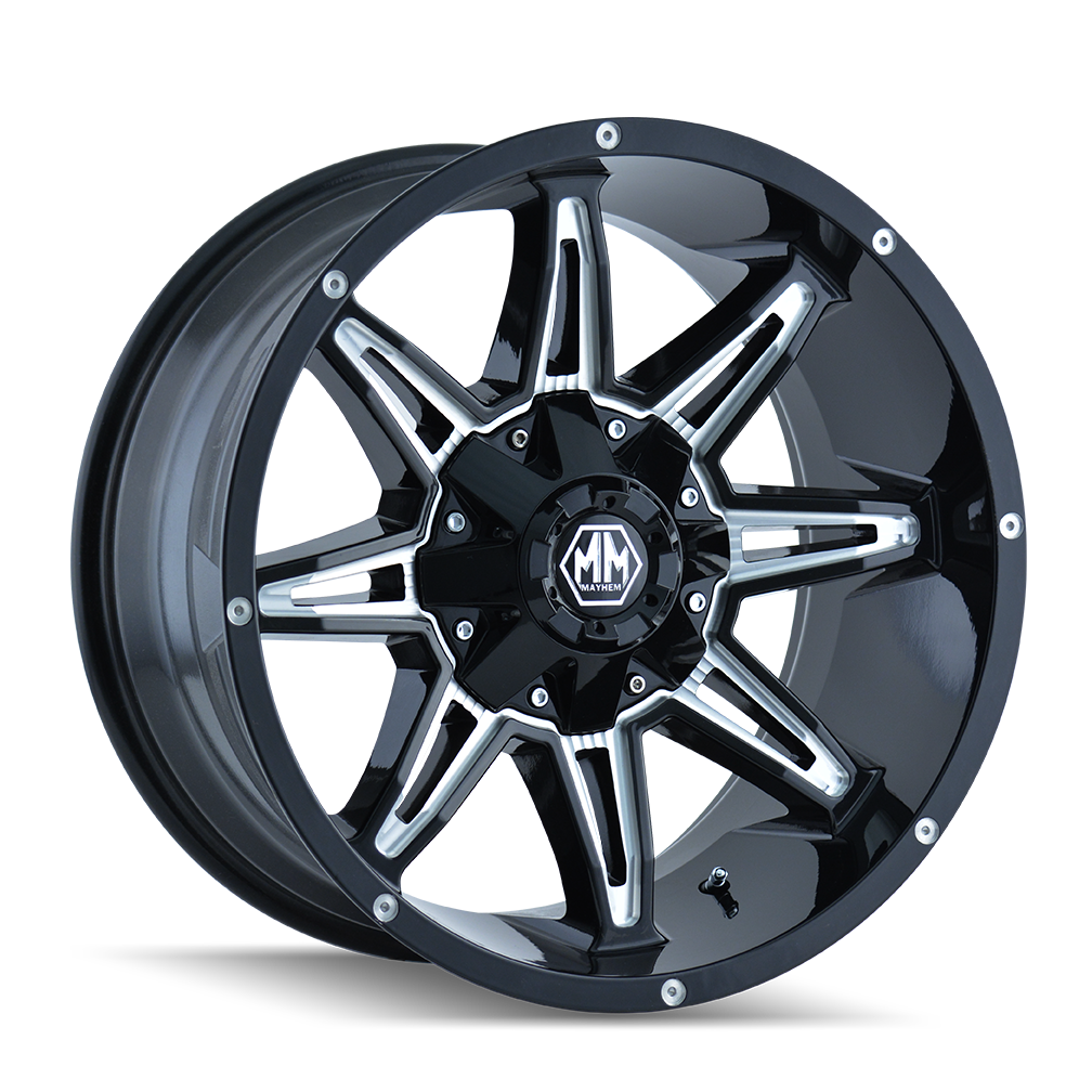 MAYHEM RAMPAGE 8090 GLOSS BLACK MILLED 20X9 8-165.1 0MM 130.8MM