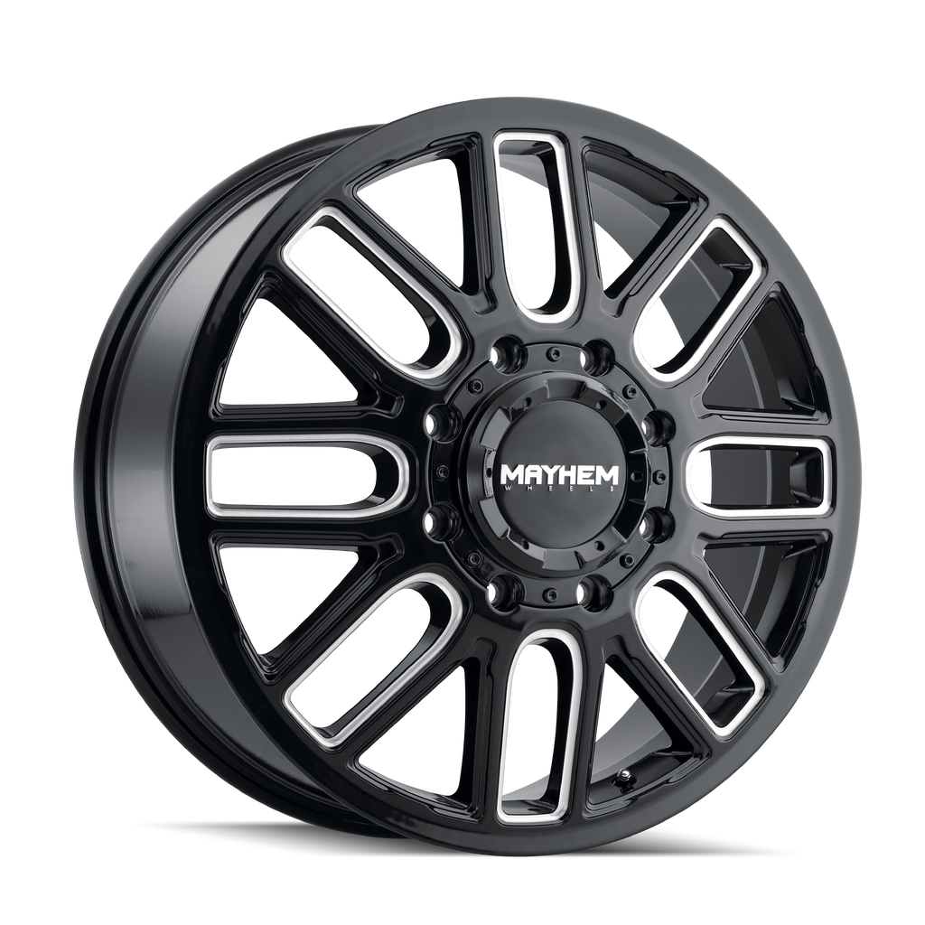 MAYHEM COGENT DUALLY (8107D) GLOSS BLACK MILLED 20X8.25 FRONT 8-165.1 115MM 121.3MM