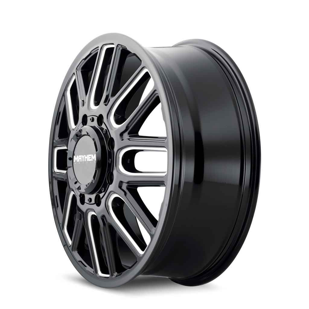 mayhem cogent dually (8107d) gloss black milled 20x8.25 front 8-200 115mm 142mm
