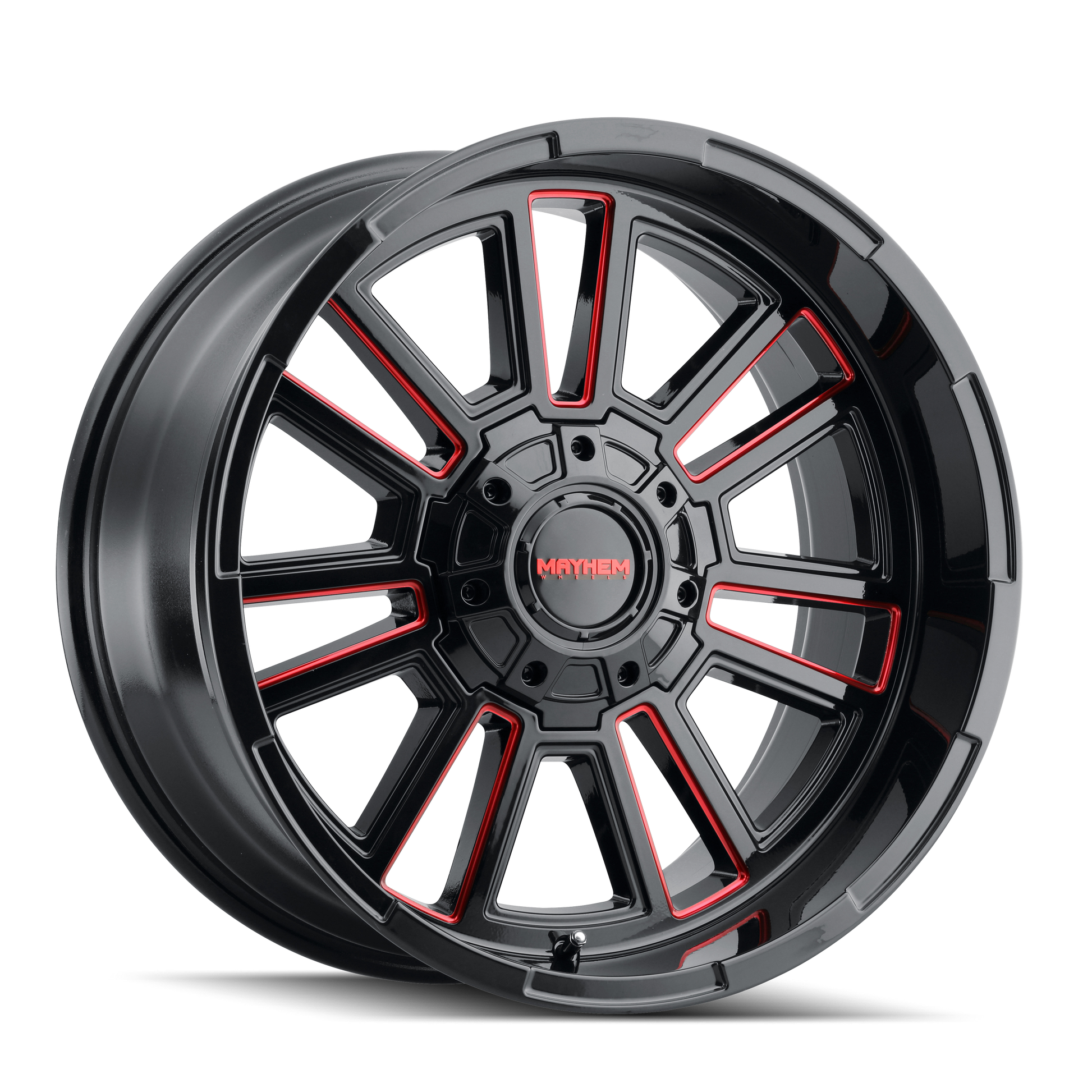 Mayhem APOLLO wheel in Gloss Black Milled Prism Red