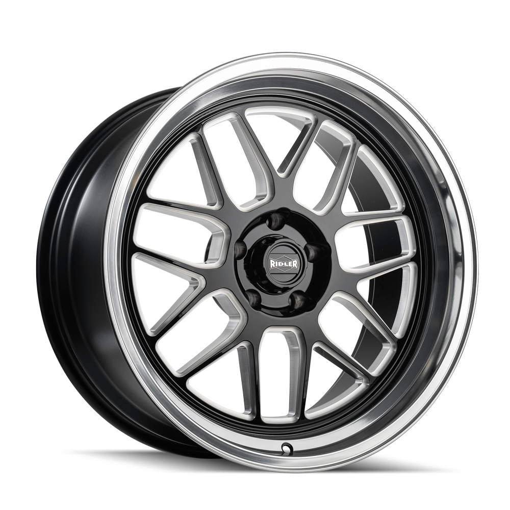 RIDLER 611 611 GLOSS BLACK/MILLED WITH DIAMOND CUT LIP 17X7 5-114.3 0MM 83.82MM