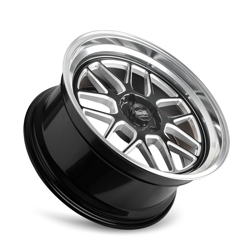 Ridler 611 wheel in Gloss Black Milled With Diamond Cut Lip — view 3