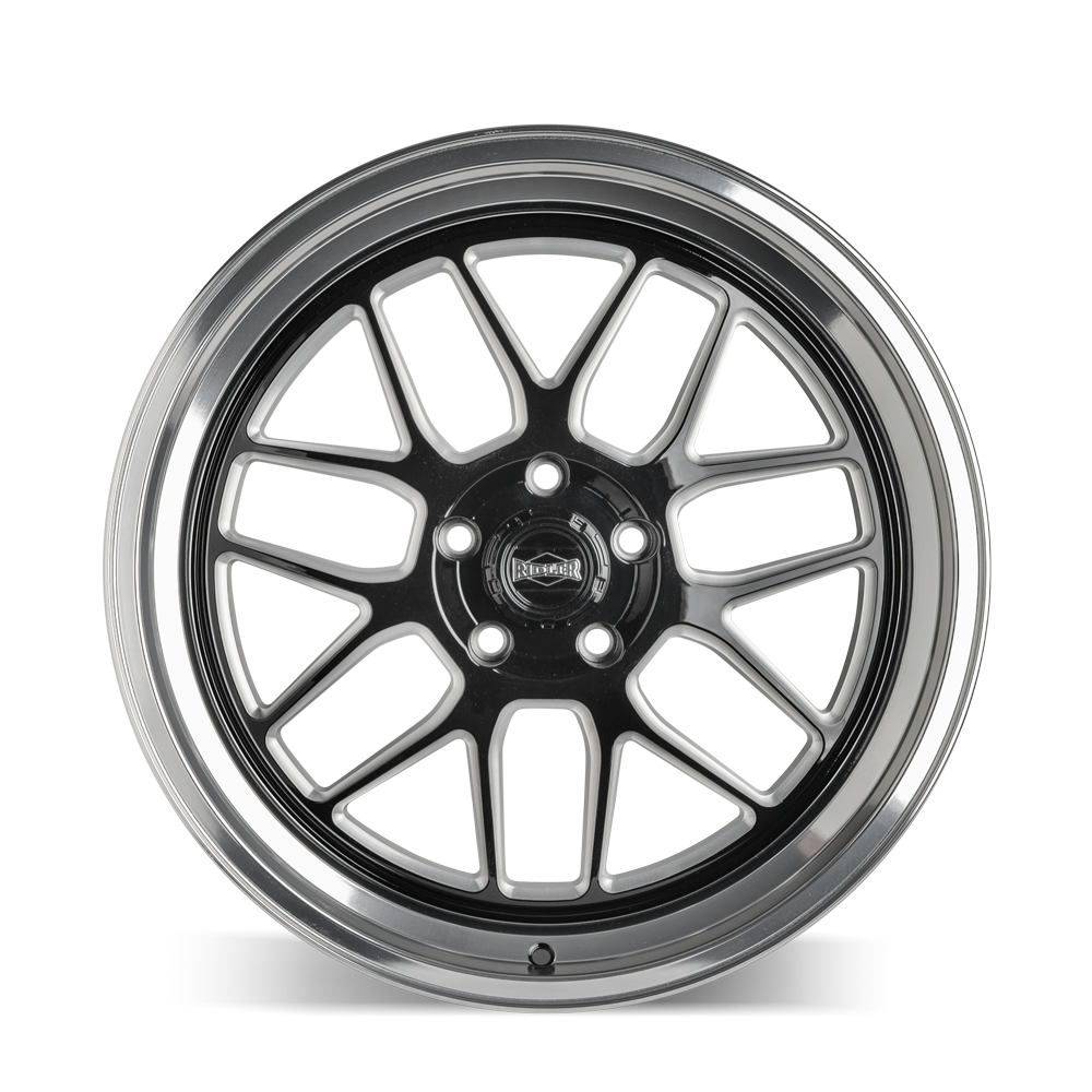 Ridler 611 wheel in Gloss Black Milled With Diamond Cut Lip — view 4