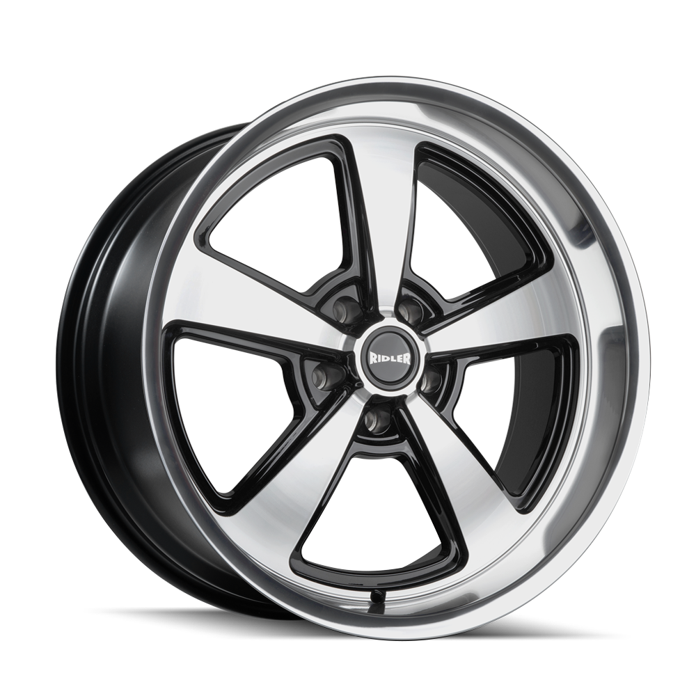 RIDLER 652 652 GLOSS BLACK WITH DIAMOND CUT FACE & LIP 18X9.5 5-127 0MM 83.82MM