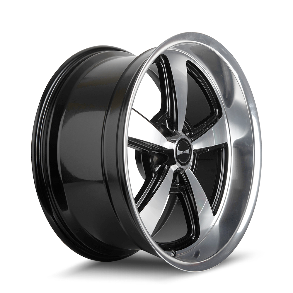 ridler 652 652 gloss black with diamond cut face & lip 18x8 5-127 0mm 83.82mm