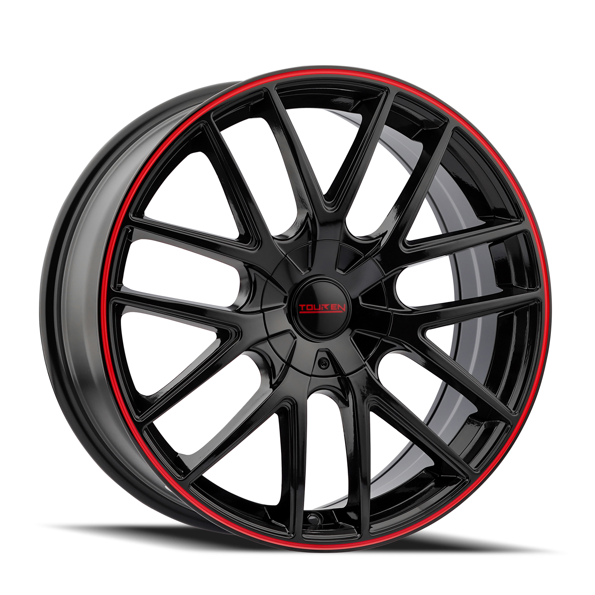 Touren TR60 wheel in Gloss Black With Red Ring