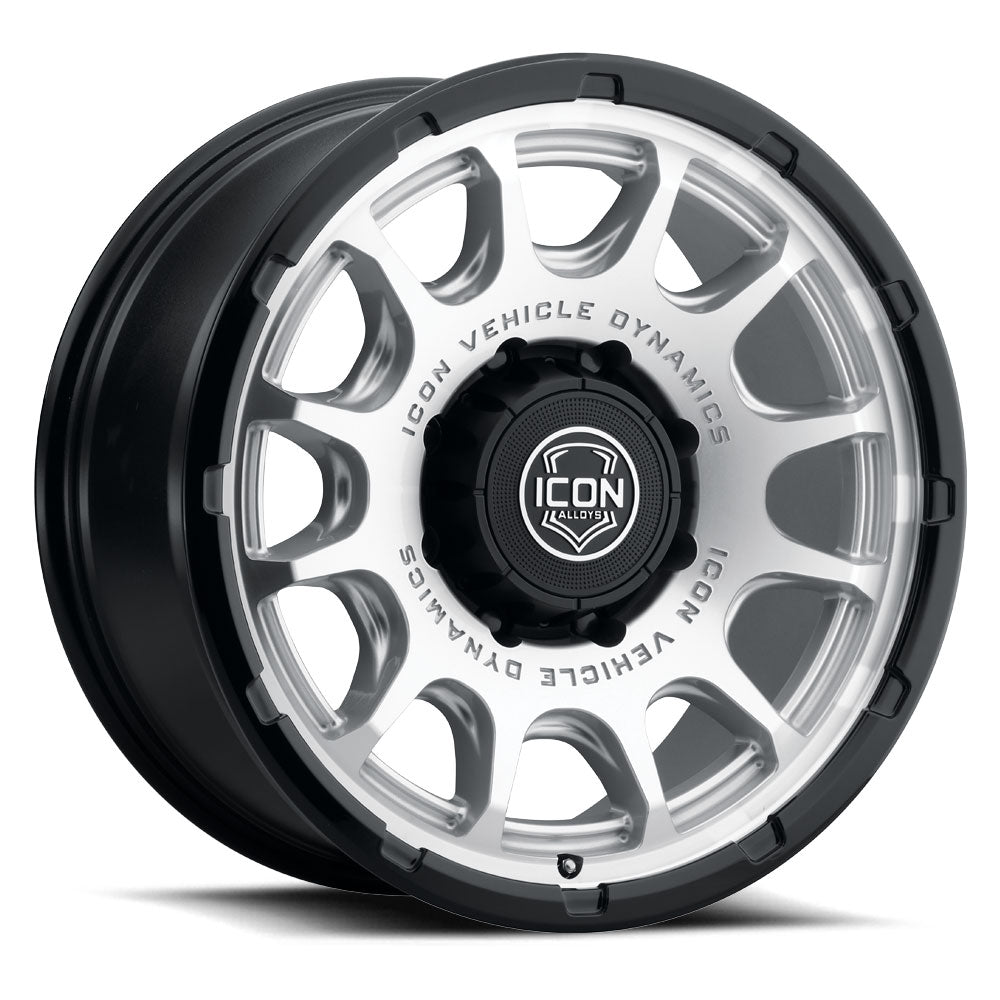 ICON Alloys Rancho 20x9 8x165.1 Silver Machined w/ Gloss Black Lip - 8420908055SMGB