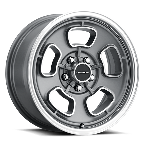 American Muscle Shift Satin Grey Machined Face/Lip - 5-4.75 (5-120.65)