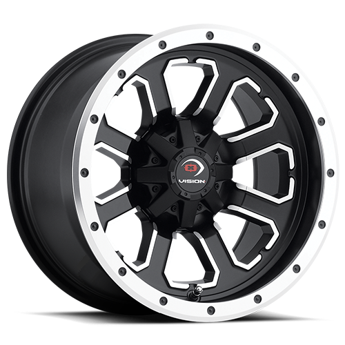 ATV/UTV Commander Matte Black Machined Face - 4-100